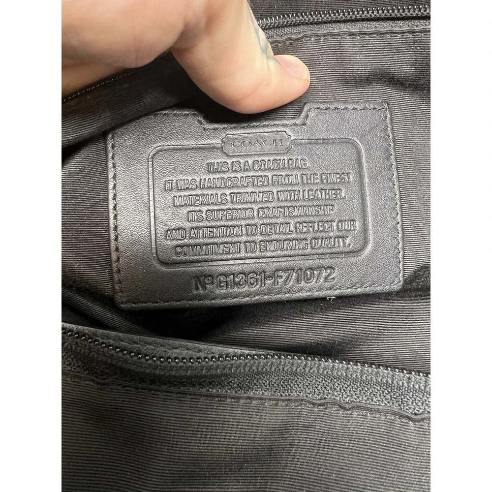 COACH F71072 Gray‎ Black Tattersall Metropolitan Tote Messenger Briefcase Bag